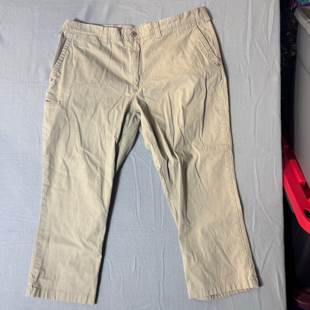 Duluth Trading Co Mens 40x28 Relaxed Fit Chino Cargo Pants‎ Khaki Cotton Spandex